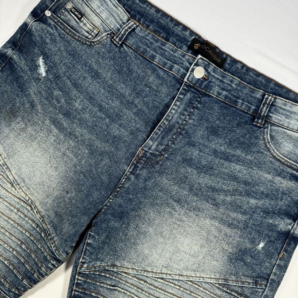 Vintage Y2k Rocawear Baggy Distressed Mens Jean Shorts - Stretch - Jorts - 42W